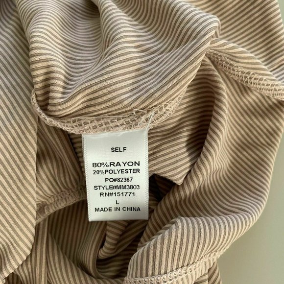 LE LIS Romper Ribbed Spaghetti Straps Criss Cross Back Beige Color Size Large - Picture 6 of 8